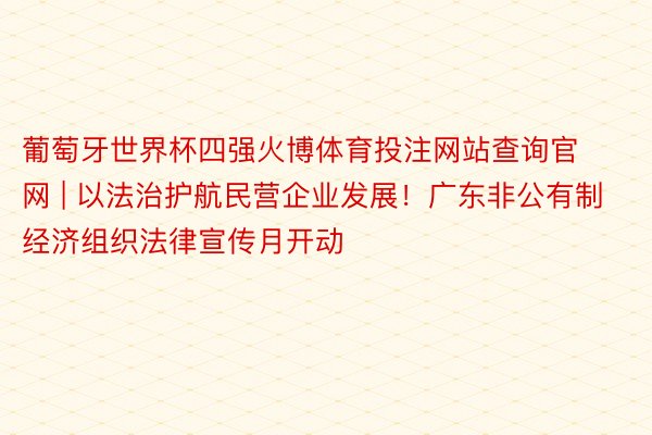 葡萄牙世界杯四强火博体育投注网站查询官网 | 以法治护航民营企业发展！广东非公有制经济组织法律宣传月开动