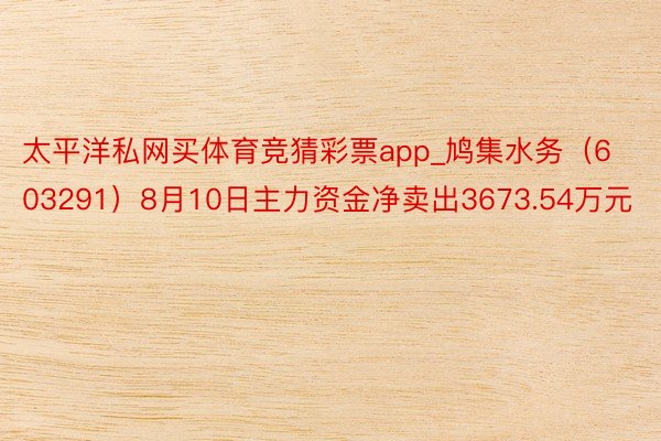 太平洋私网买体育竞猜彩票app_鸠集水务（603291）8月10日主力资金净卖出3673.54万元