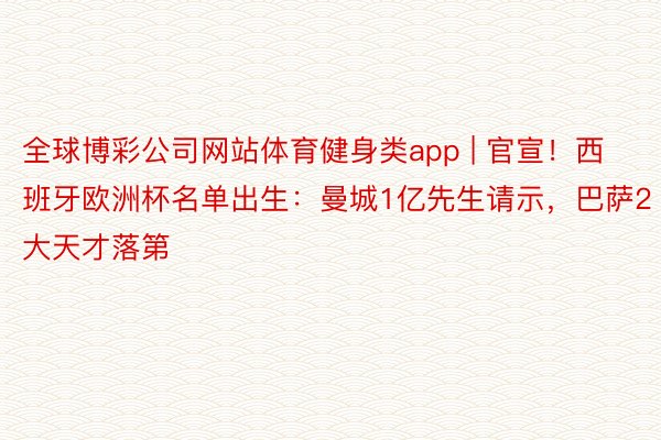全球博彩公司网站体育健身类app | 官宣！西班牙欧洲杯名单出生：曼城1亿先生请示，巴萨2大天才落第