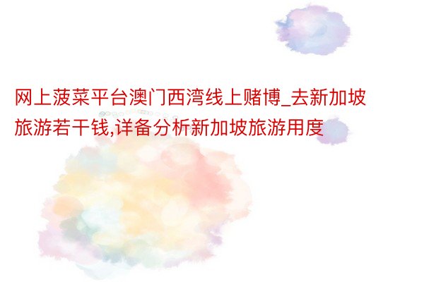 网上菠菜平台澳门西湾线上赌博_去新加坡旅游若干钱,详备分析新加坡旅游用度